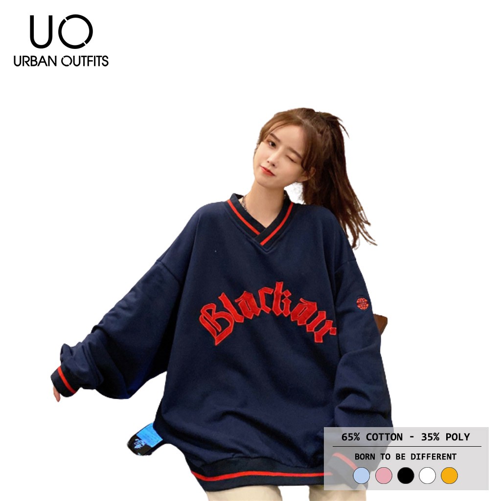 Hàng OUTLET 3 Màu SWO10 Áo Sweater Nam Nữ Form Rộng URBAN OUTFITS In BLACK AIR Thun Cotton Nỉ