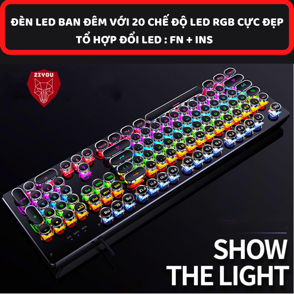 Bàn phím cơ gaming ZIYOU T907 PRO 2023 có đèn led RGB với 10 chế độ cực đẹp, gõ cực nhạy dành cho máy tính, pc, laptop