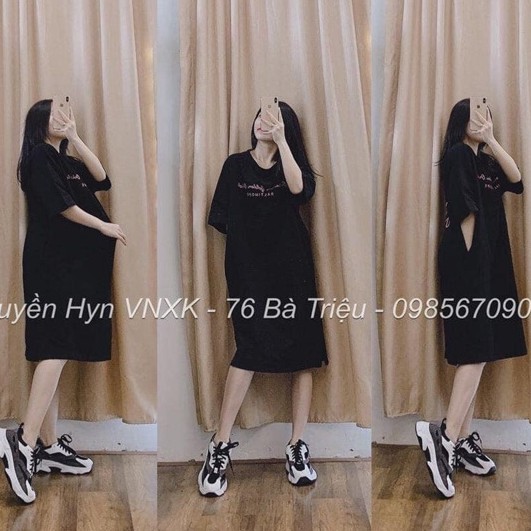 Đầm suông nữ Bingshop form rộng in chữ vài dày đẹp 3 màu freeship | BigBuy360 - bigbuy360.vn