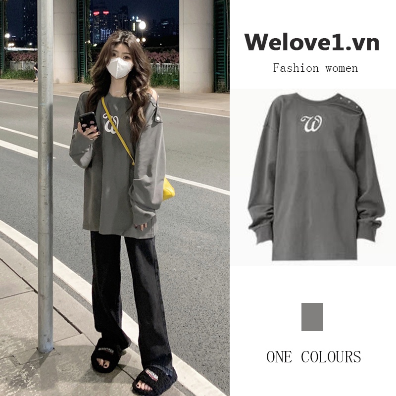 Áo sweater Nữ Tay Dài In Hình Chuẩn Bị Màu Xám Mới