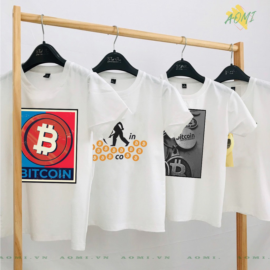 ÁO THUN Bitcoin coin crypto PHÔNG NAM NỮ GIA ĐÌNH CẶP ĐÔI CÓ SIZE TRẺ EM AOMIVN