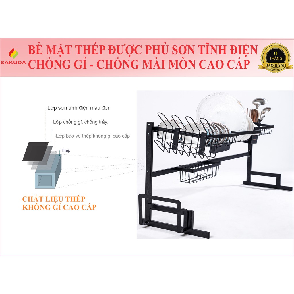 Kệ Úp Chén Bát Trên Bồn Rửa K-Shelf, Kệ Chén Đa Năng Phủ Sơn Tĩnh Điện Chống Ăn Mòn, Chống Trầy Xướt