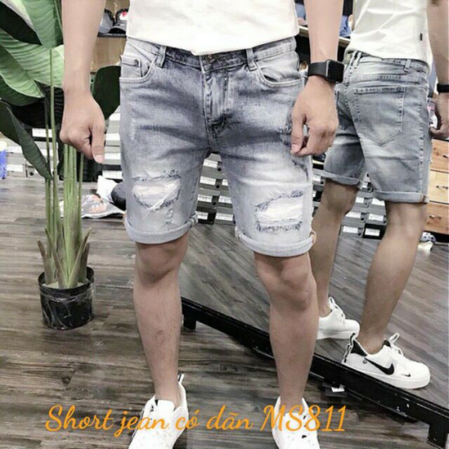 [Loại1] Quần short jean nam co dãn cao cấp màu xám MS297-811
