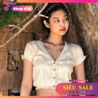 [SALE SOCK] áo Croptop cardigan tay ngắn cổ chữ V mẫu thiết kế mới hot nhất năm