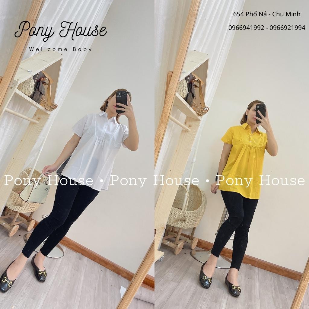 Áo Bầu Công Sở Cộc Tay Sơ Mi Cực Xinh Trẻ, Chất Thô Đẹp Mềm Mát Lịm Cho Mẹ Bầu