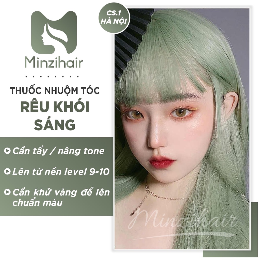 Thuốc Nhuộm Tóc Màu Rêu Khói Sáng - Tặng Kèm Tẩy/Nâng Tone/Dưỡng - Minzihair