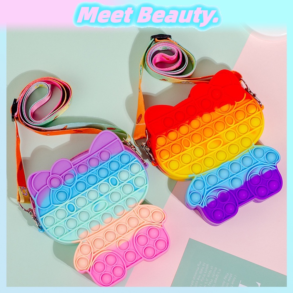 Túi đeo chéo vai hình mèo Kitty dùng đựng tiền xu / đồ chơi / mỹ phẩm giúp giảm căng thẳng tiện lợi