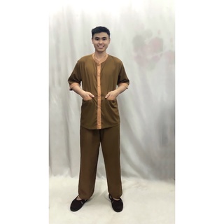 Bộ lam đi chùa cho nam "kiểu lảnh tụ viền"