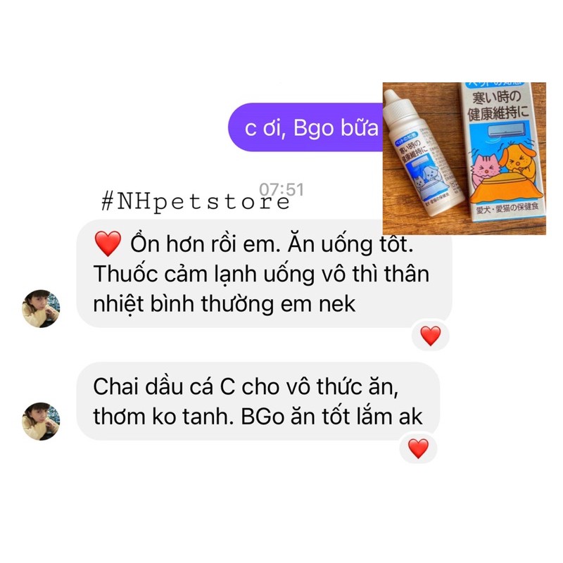 BÌNH ỔN THÂN NHIỆT (CẢM LẠNH) DÀNH CHO CHÓ MÈO