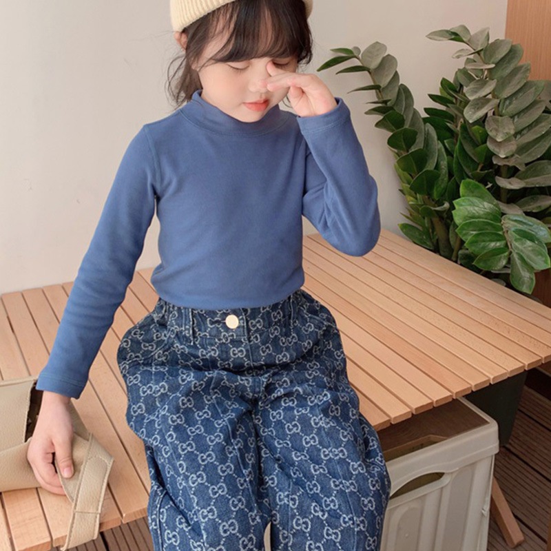 Quần Jeans Dài Ống Đứng Họa Tiết Caro Thời Trang Cho Bé Gái 1-6 Tuổi