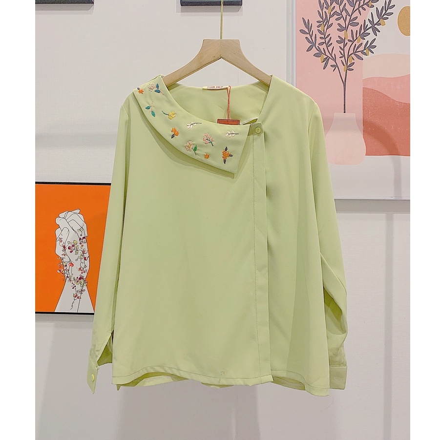 Áo Cổ Thêu FOR HER Hàng Nút AO0609