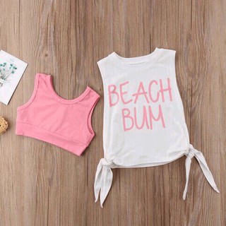 Bộ áo bé gái - Set áo + bra (Đỏ, Hồng, Trắng)