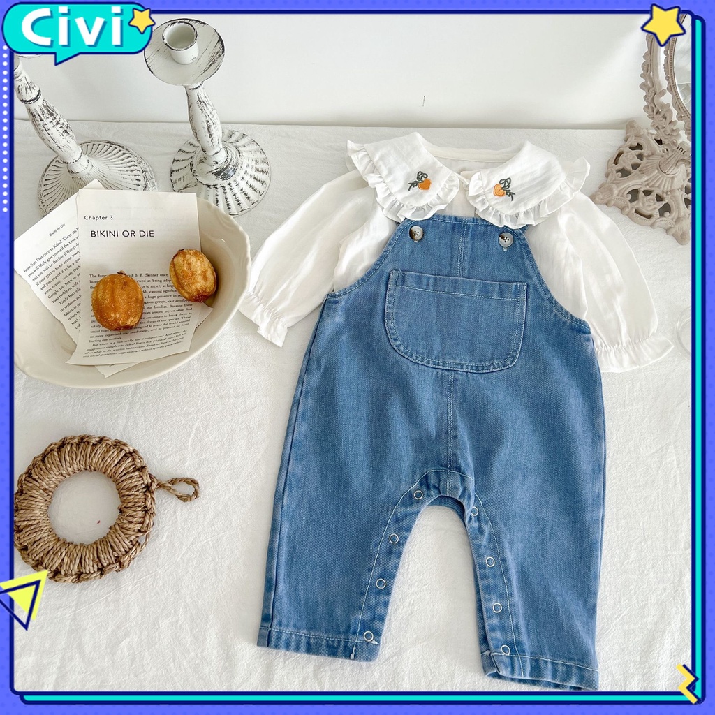Quần Yếm Jeans Cotton Dáng Rộng Thời Trang Cho Bé Gái 2251