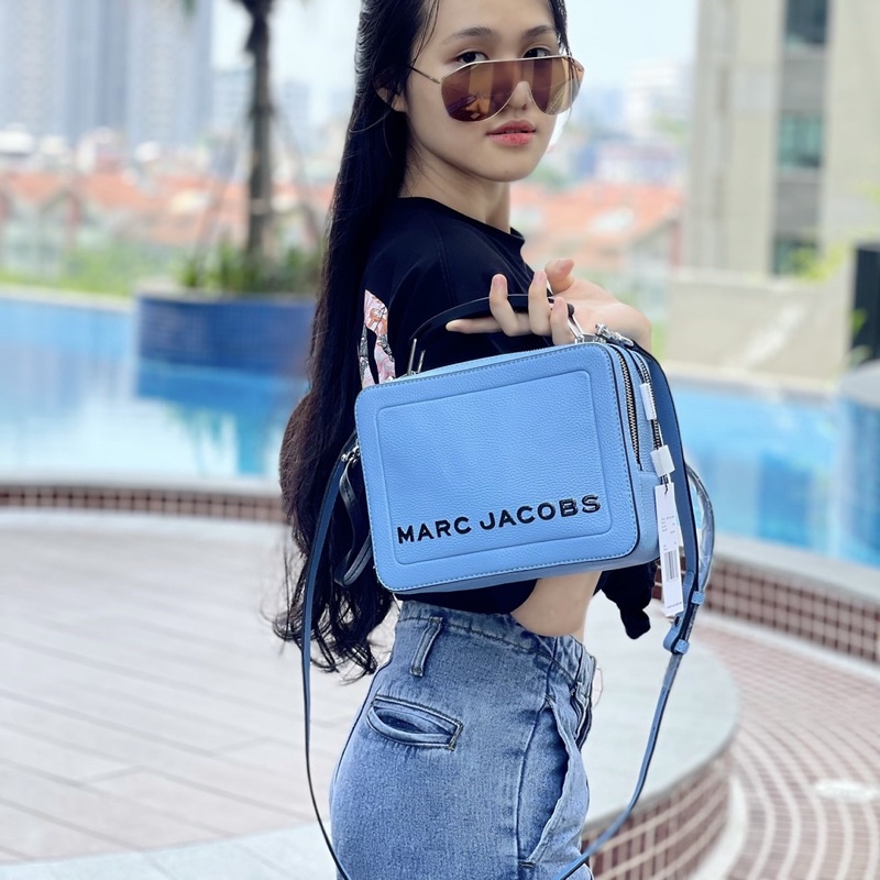 Túi Marc Jacobs the box xanh da trời da thật mềm đẹp