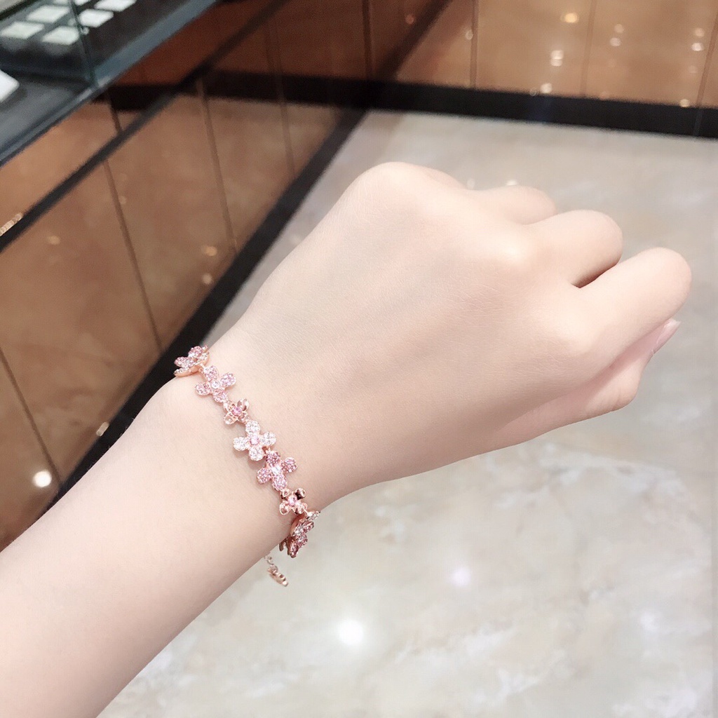 FREE SHIP VòngTay Nữ Swarovski ELDERFLOWER Plum Bracelet Rose Gold Crystal Flower Bracelet Bracelet Quà Tặng Cho Bạn Gái