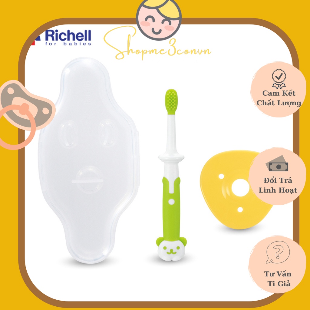 Bàn Chải Đánh Răng Nhựa Mềm Richell Có Hộp Đựng Bước 2 ( 8m+ )