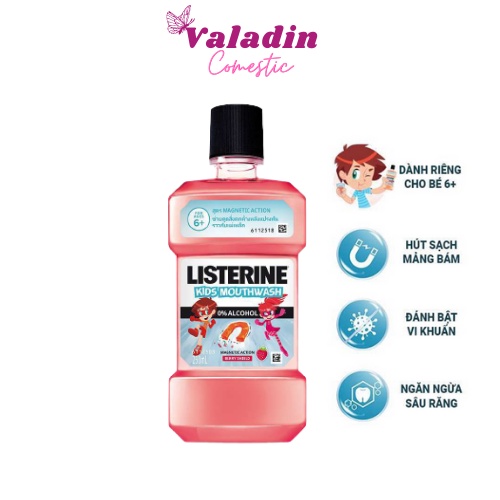 Nước súc miệng Listerine Cho Bé Kids Mouthwash 250ml (Trên 6 Tuổi) Nước súc miệng trẻ em không cồn