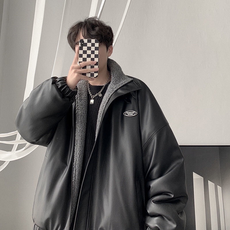 Áo khoác da lót lông cực ấm unisex