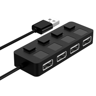 USB 2.0 Hub Multi USB Splitter 4 Ports Expander Power Adapter With Switch