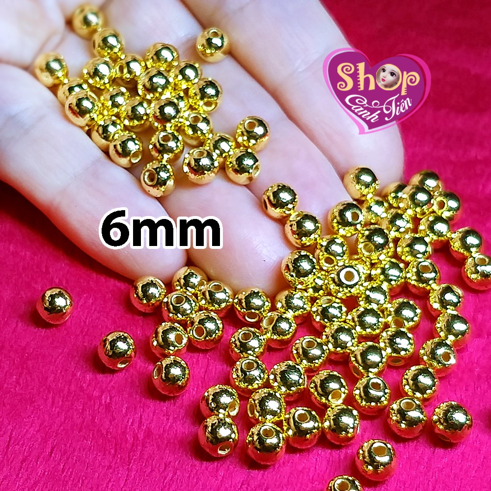 Gói Bi Mạ Vàng, Mạ Bạc 3 - 8mm Có Lỗ Xâu (10g) Chất lượng cao