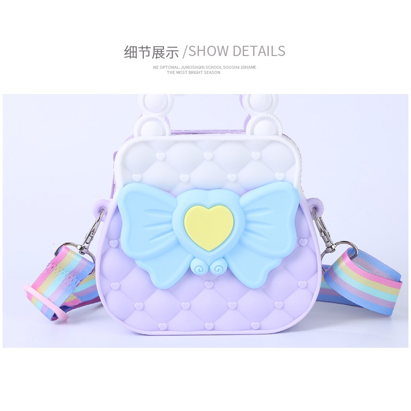 Pop It Đồ Chơi Túi Xách Đeo Chéo Vai Giảm Căng Thẳng Bong Bóng Silicone Dành Cho Bé Gái