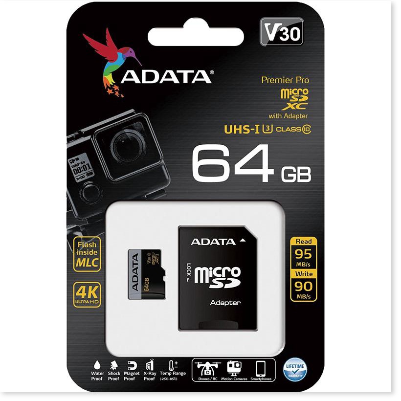 THẺ NHỚ 64G CLASS 10 ADATA FULL BOX TẶNG ADAPTER DUNG LƯỢNG CỰC LỚN LƯU TRỮ NHANH, THẺ NHỚ MICRO SD TỐC ĐỘ CAO, THẺ NHỚ