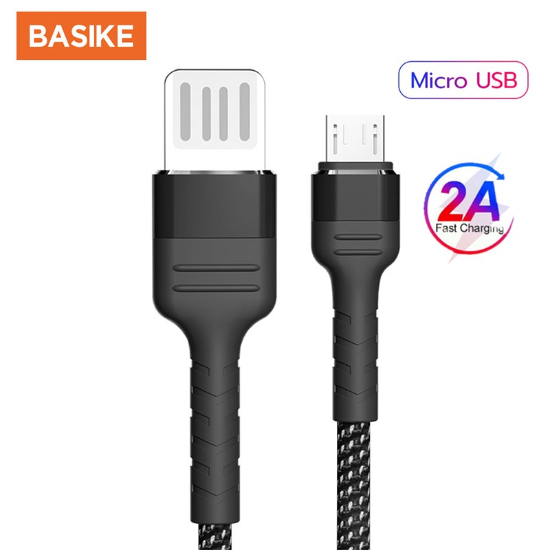 Dây Cáp Sạc BASIKE Truyền Dữ Liệu USB-A Sang Lightning/Micro-USB 2A Chất Lượng Cao