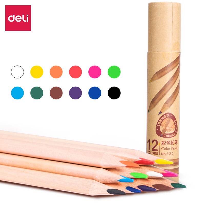 Bút chì màu học sinh dạng cốc cao cấp Deli - 6550/6551/6552/6553/6554