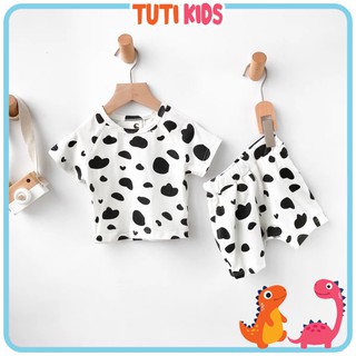Bộ Quần Áo Bò Sữa Cộc Tay Hot Trend 2021 Co Dãn Cho Bé Trai Và Bé Gái CB5