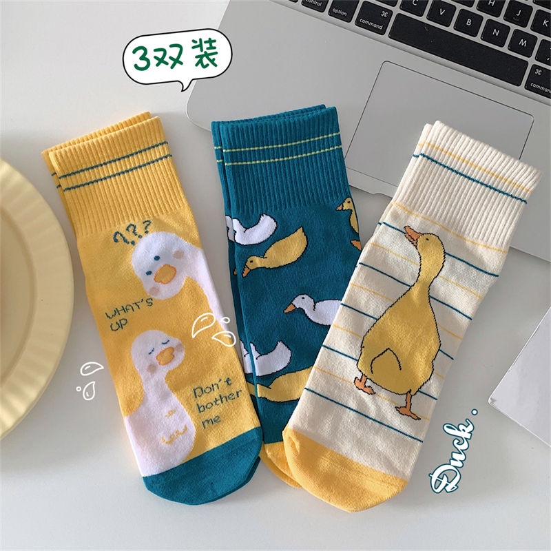 Oeteo shop Vớ Ngắn In Hình Vịt Hoạt Hình Dành Cho Nữ
