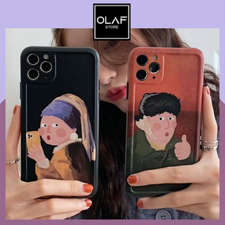 Ốp iPhone đôi cute hình tranh sơn dầu nghệ thuật.Tương thích iPhone 12 ProMax/12/11 ProMax/11/XsMax/Xs/X/8plus/8/7plus/7