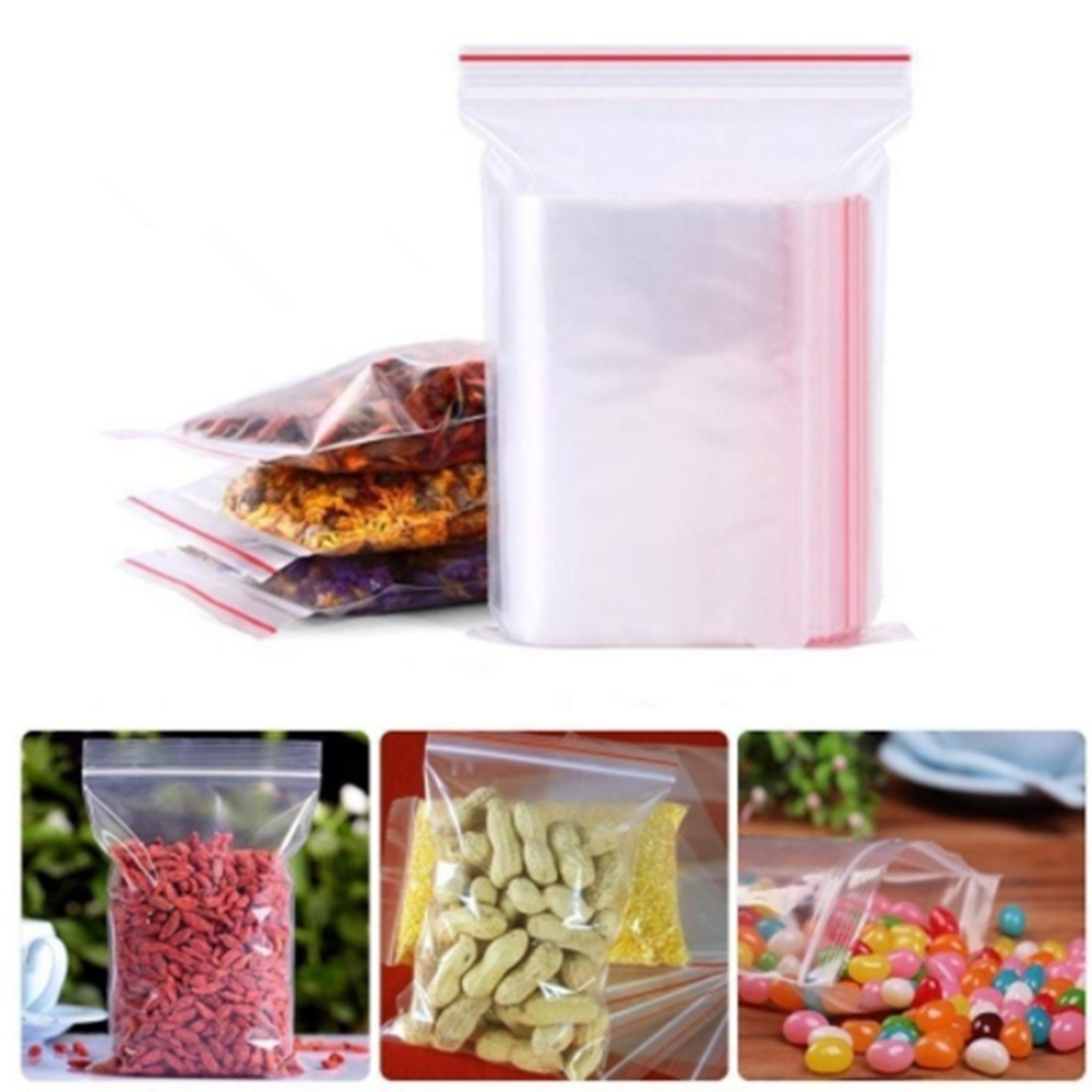 ❀SIMPLE❀ 100 pcs/pack Home Plastic Storage Poly Clear Jewelry Zip Bags Mini Packaging Reclosable Self Adhesive PE Pouch