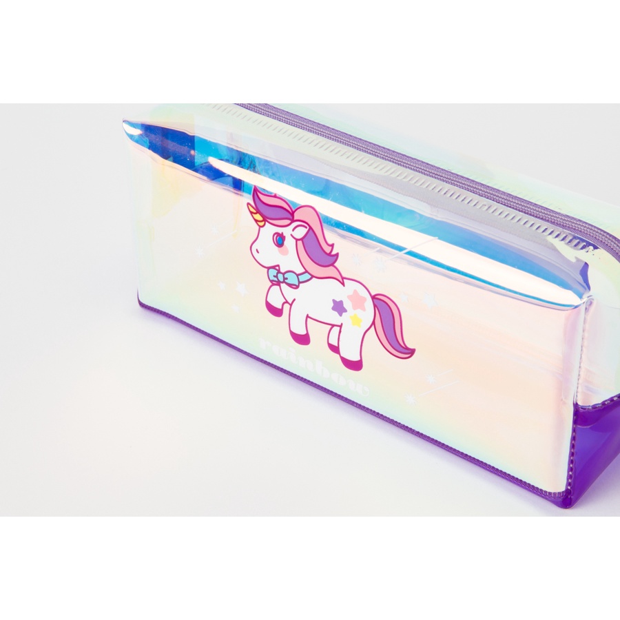 Túi Đựng Bút ARTBOX Hàn Quốc PVC Màu Tím In Hình Kỳ Lân Hologram