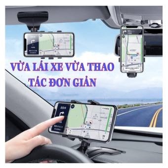 Giá đỡ điện thoại ô tô Car phone holder kẹp trên xe hơi xoay 360 độ chống rung treo đa điểm trên taplo,gương chiếu hậu