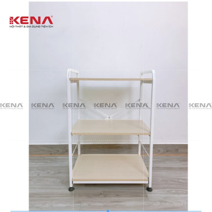 Kệ Để Lò Vi Sóng 3 Tầng KENA KN 164-3 Mặt Gỗ Kết Hợp Khung Kệ Sắt Cao Cấp