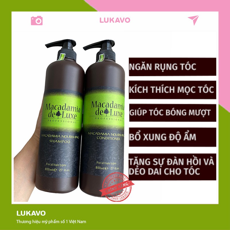 Cặp Dầu Gội Xả Ngăn Rụng Tóc Dưỡng Ẩm Phục Hồi Tóc Siêu Mềm Mượt  Macadamia 800ml Chính Hãng CT79