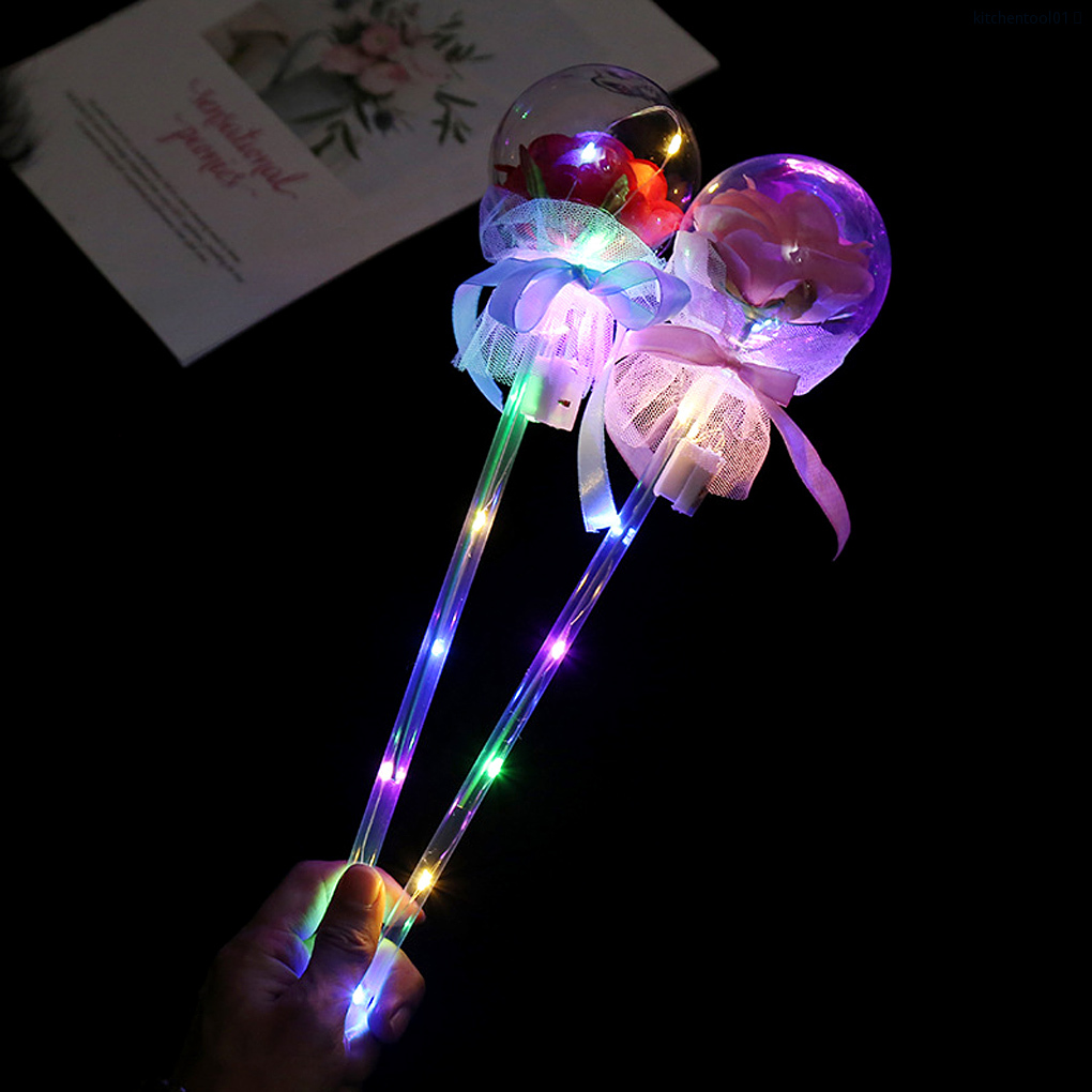 Bong Bóng Nhựa Phát Quang Hình Bó Hoa Hồng Dùng Để Trang Trí Bữa Tiệc Độc Đáo Tiện Dụng + Phụ Kiện