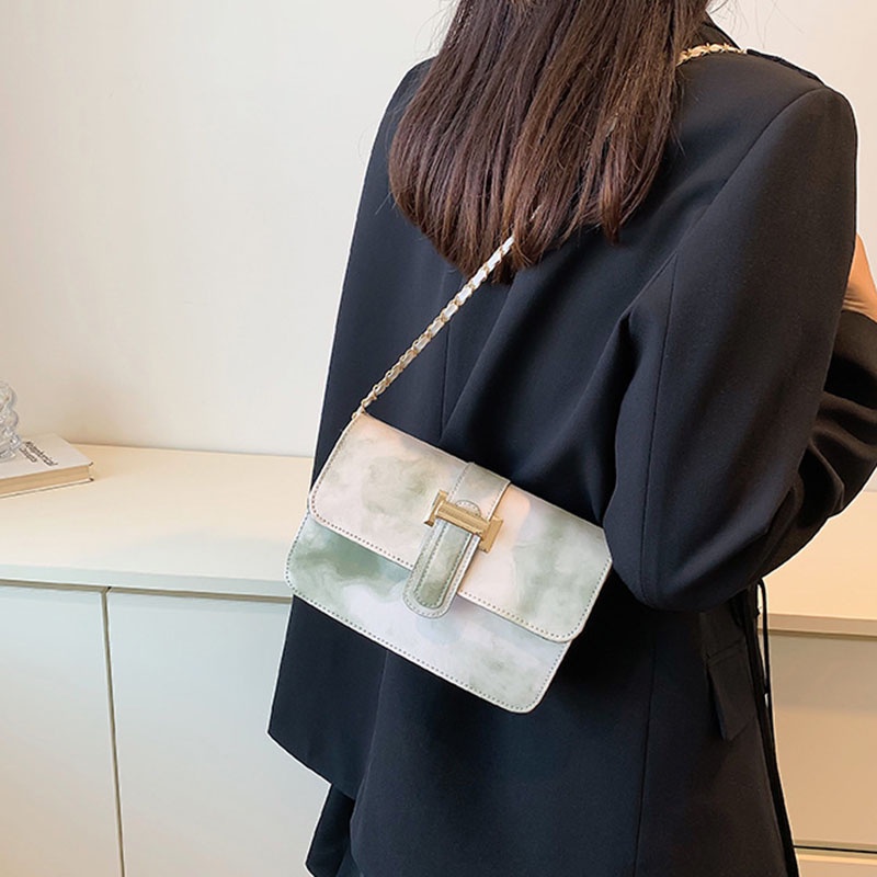 Túi Đeo Vai Hình Vuông Cỡ Nhỏ Phối Dây Đeo Sợi Xích Thời Trang Cho Nữ