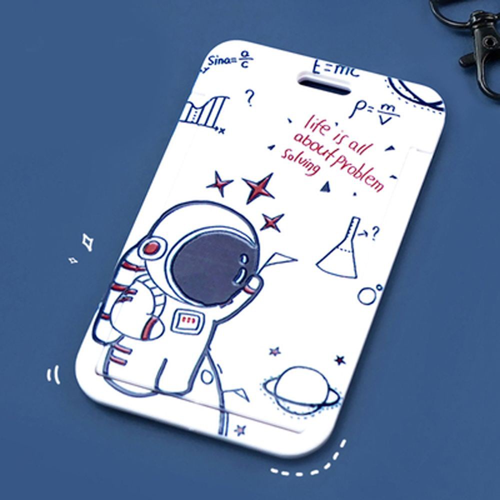 Bao Đựng Thẻ Có Dây Đeo Dài In Hình Phi Hành Gia Hoạt Hình Dễ Thương