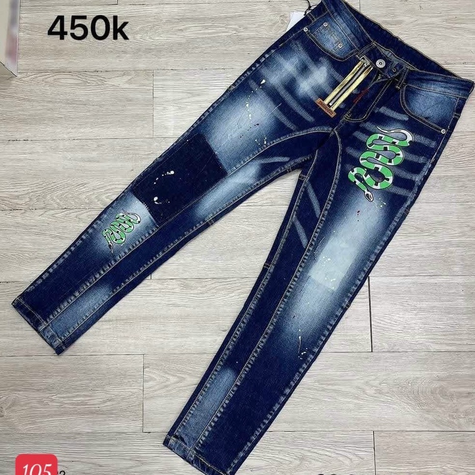 Quần jean nam co giãn 4 chiều, quần bò THÊU dáng ôm chất vải cao cấp CAROLLSTORE MS105