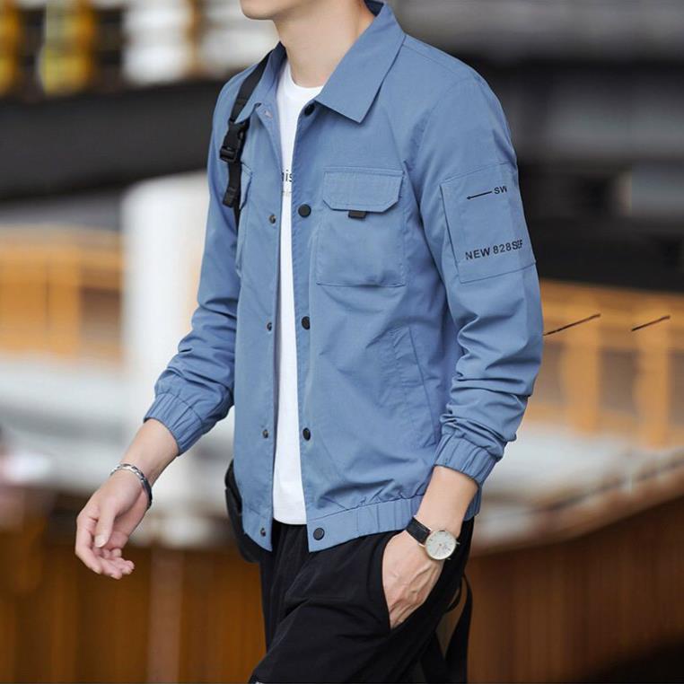 Áo khoác kaki vải dày 2 lớp bomber phối túi trơn cá tính đẹp-A1010