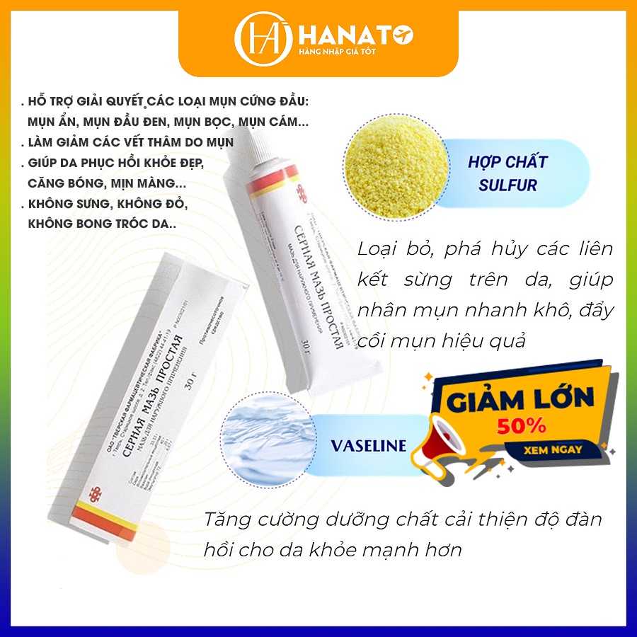 kem giảm mụn lưu huỳnh, giảm mụn lưu huỳnh cephar nga, cephar nga, cephar ma3b, kem giảm mụn lưu huỳnh nga Hanato