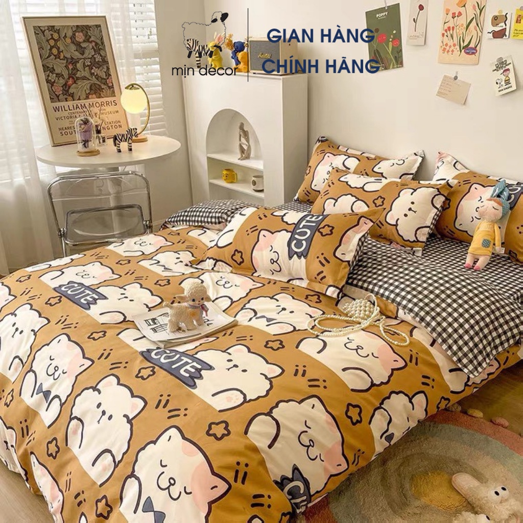 [Mã LIFEMALL2505 giảm 10% đơn 250K] Bộ chăn ga gối cotton 3D Mịn Decor dễ thương thoáng mát mềm mịn | BigBuy360 - bigbuy360.vn