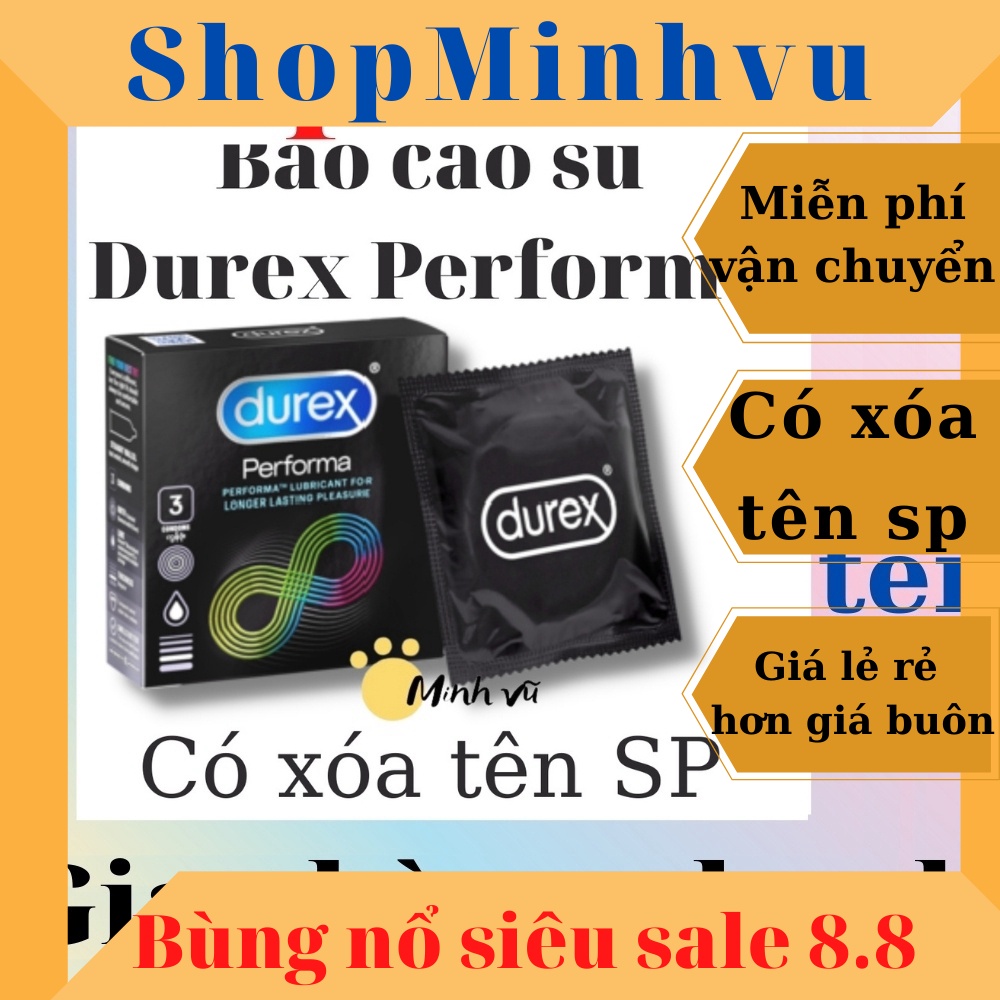 [Có video ảnh thật]Bao cao su Durex Performa hộp 3 chiếc bcs durex kéo dài thời gian