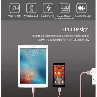 Cáp 2 cổng Lightning/USB C Rock Space RCB0477