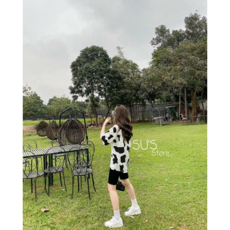 Bộ Áo Phông Bò Sữa Quần Legging ,Quần Áo Nữ Họa Tiết In X032 - HT STORE
