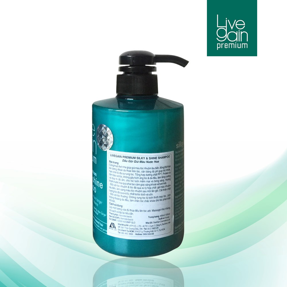 Dầu Gội Giữ Màu Nước Hoa Livegain Premium Silky & Shine Shampoo 450ml Hàn Quốc