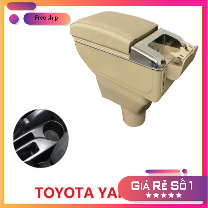 Hộp tỳ tay ô tô cao cấp Toyota Yaris và Vios tích hợp 7 cổng USB 2014- 2020: Mầu Đen và Be D