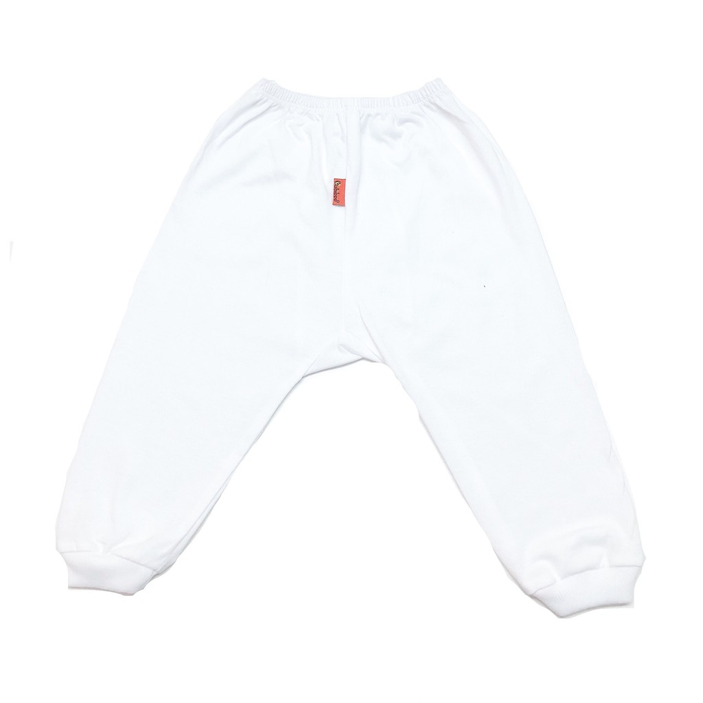 Quần sơ sinh dài cotton trắng trơn Babiboo BB32