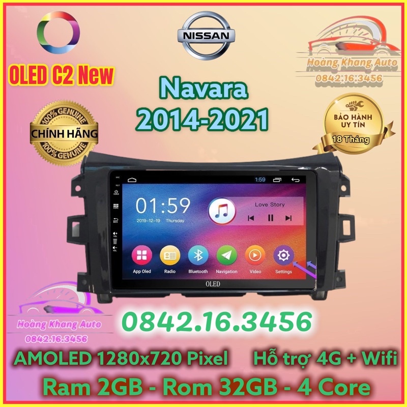 Màn hình Android OLED C2 New Theo Xe Navara + Terra 2014 - 2021, 9 inch và 10 inch kèm dưỡng và jack zin theo xe